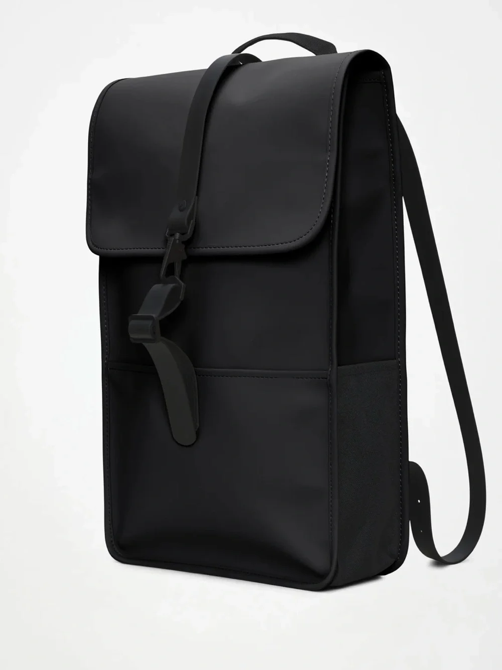 Rains Matte Black Minimalist Backpack